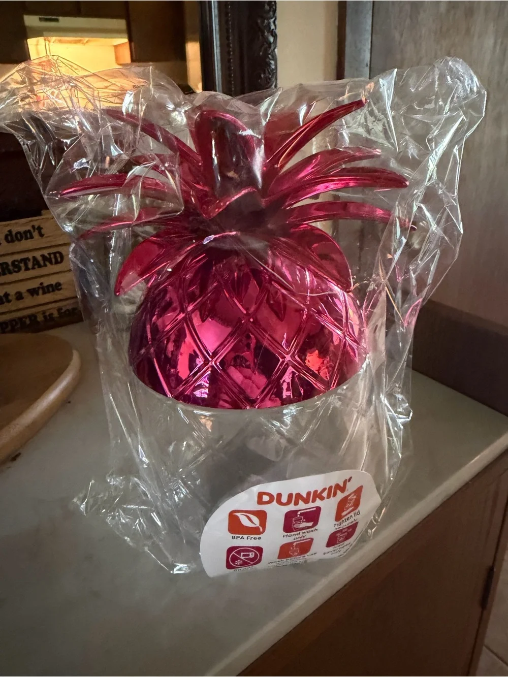 Dunkin' Metallic Pink Pineapple Tumbler